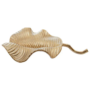 PRATO WAVY LEAF DISH IN ROUGH GOLD FINISH