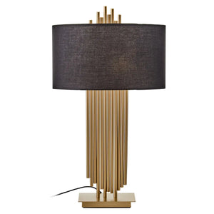 IMPERO GOLD FINISH TABLE LAMP WITH BLACK LINEN SHADE