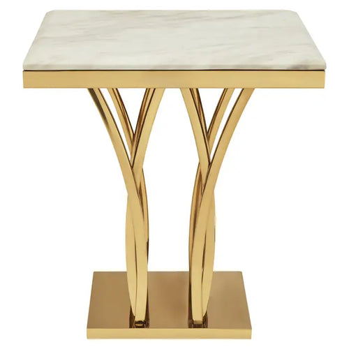 ARENZA WHITE MARBLE AND TITAN GOLD SIDE TABL