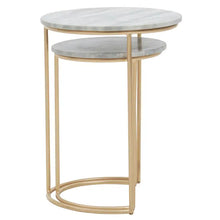 Load image into Gallery viewer, MANDOLI NEST OF 2 NATURAL MARBLE SIDE TABLE