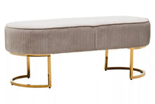 Load image into Gallery viewer, ZAMORA MINK VELVET OTTOMAN BENCH WITH GOLD FINISH LEGS