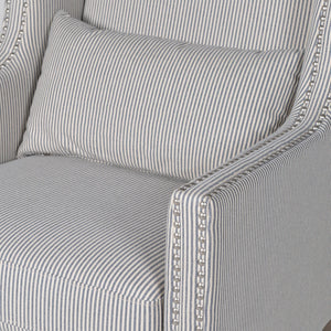 STRIPED SILVER STUDDED CLUB CHAIR