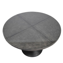 Load image into Gallery viewer, GREY LEATHER EFFECT GLASS TOP TABLE