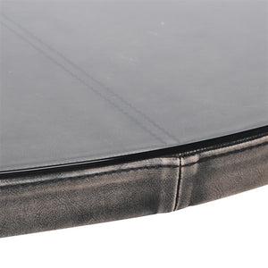GREY LEATHER EFFECT GLASS TOP TABLE