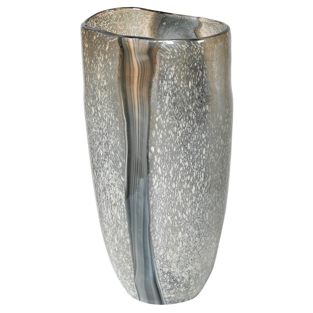 GREY GLASS VASE WITH BLACK STRIPE