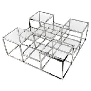 CHROME AND GLASS MULTI COFFEE TABLE