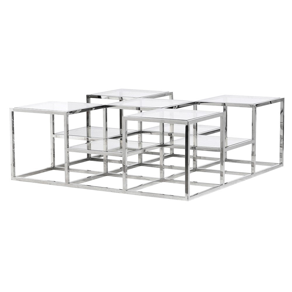 CHROME AND GLASS MULTI COFFEE TABLE