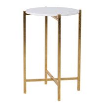 Load image into Gallery viewer, WHITE FAUX MARBLE GOLD SIDE TABLE