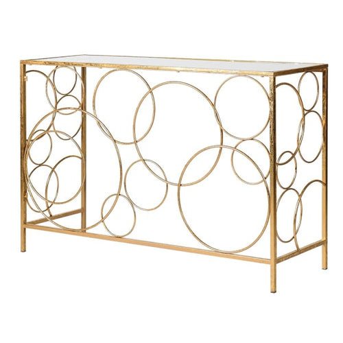 GOLD LOOP MIRROR TOP CONSOLE TABLE