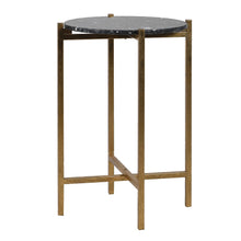 Load image into Gallery viewer, BLACK FAUX MARBLE SIDE TABLE