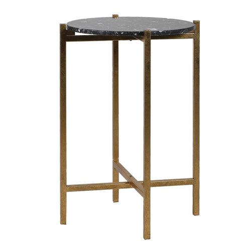 BLACK FAUX MARBLE SIDE TABLE