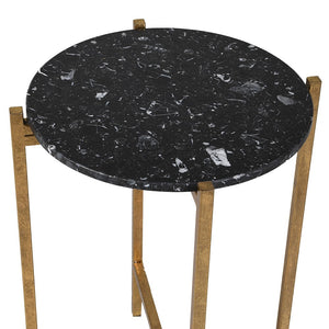 BLACK FAUX MARBLE SIDE TABLE
