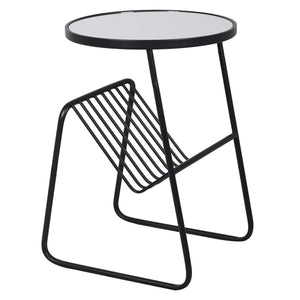 Mirrored Top Side Table with Magazine Rack