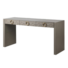 Load image into Gallery viewer, MUSHROOM LEATHER ROCCO CONSOLE TABLE