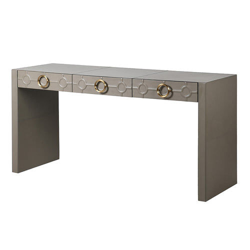 MUSHROOM LEATHER ROCCO CONSOLE TABLE