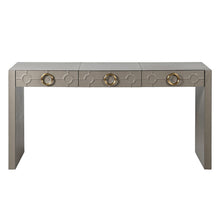 Load image into Gallery viewer, MUSHROOM LEATHER ROCCO CONSOLE TABLE