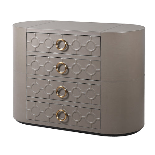 Mushroom Rocco Leather 4 Drawer Chest