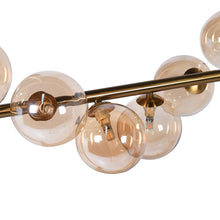 Load image into Gallery viewer, AMBER BRASS GLOBE CEILING LIGHT