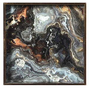 SET OF 2 MARBLE EFFECT SQUARE TRAY
