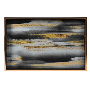 ABSTRACT BLACK AND GOLD TRAY