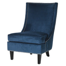 Load image into Gallery viewer, BLUE SLIPPER CHAIR WITH SILVER STUDS