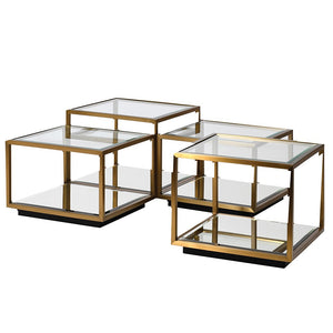 GLASS TOP MODULAR COFFEE TABLE