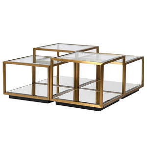 GLASS TOP MODULAR COFFEE TABLE