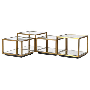 GLASS TOP MODULAR COFFEE TABLE