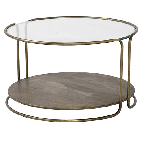 ROUND GLASS AND IRON COFFEE TABLES