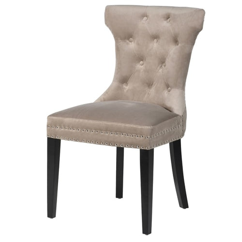 TAUPE BUTTON DINING CHAIR