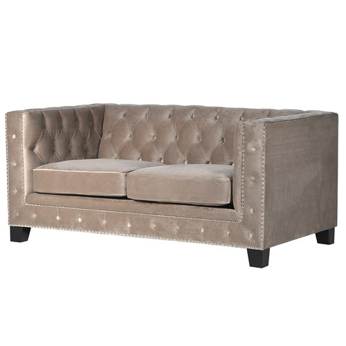 TAUPE 2 SEATER STUDDED SOFA