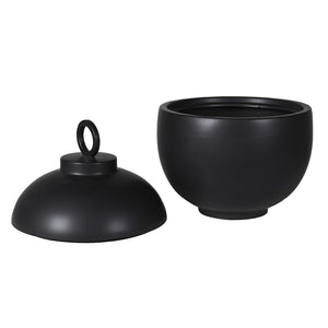 MATT BLACK CERAMIC LIDDED JAR