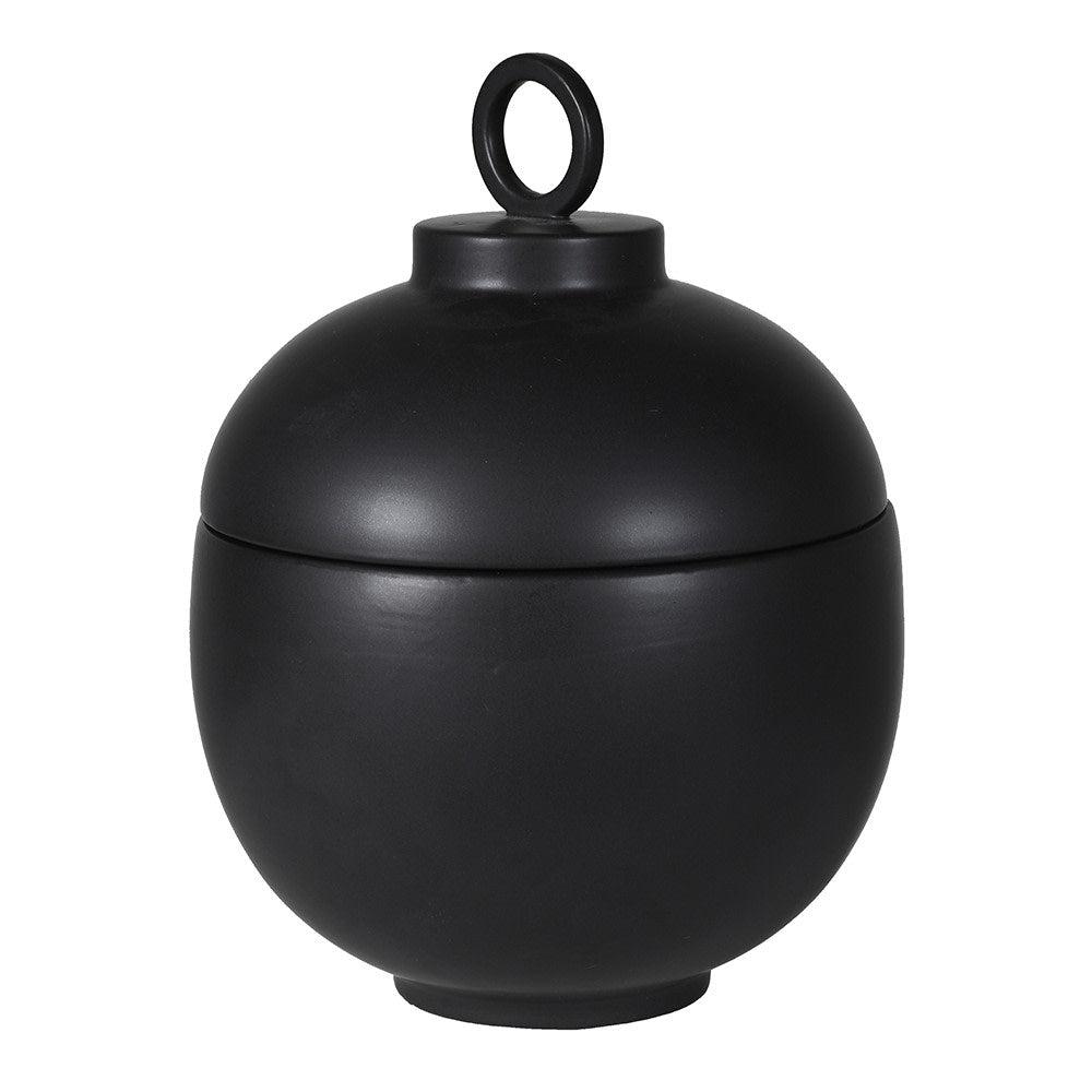 MATT BLACK CERAMIC LIDDED JAR