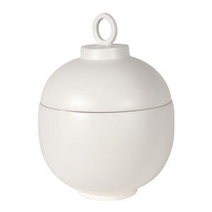 OFF WHITE CERAMIC LIDDED JAR