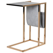 Load image into Gallery viewer, FAUX SHAGREEN SIDE TABLE WITH MAGAZINE RACK