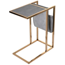 Load image into Gallery viewer, FAUX SHAGREEN SIDE TABLE WITH MAGAZINE RACK