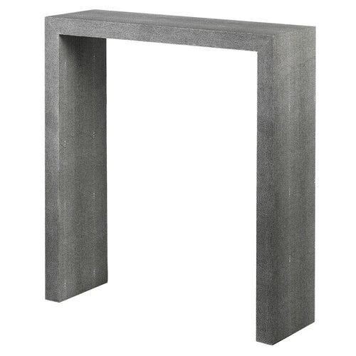 FAUX LEATHER GREY SHAGREEN CONSOLE TABLE