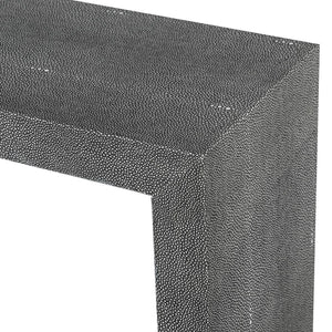 FAUX LEATHER GREY SHAGREEN CONSOLE TABLE