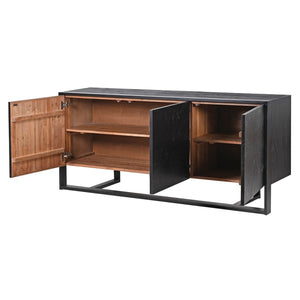 BLACK SUNBURST 3 DRAWER SIDEBOARD