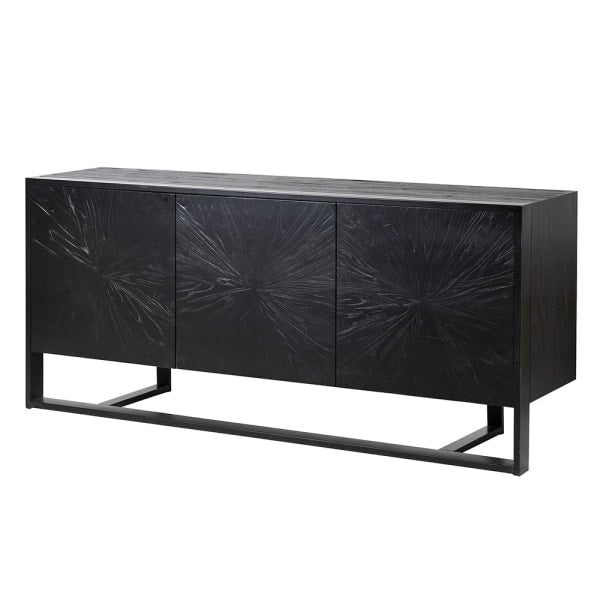 BLACK SUNBURST 3 DRAWER SIDEBOARD