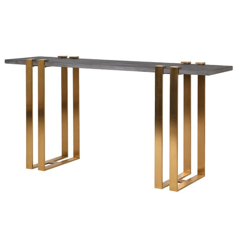 CONCRETE AND BRUSHED GOLD CONSOLE TABLE