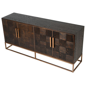 CHECKERED OAK 4 DOOR SIDEBOARD