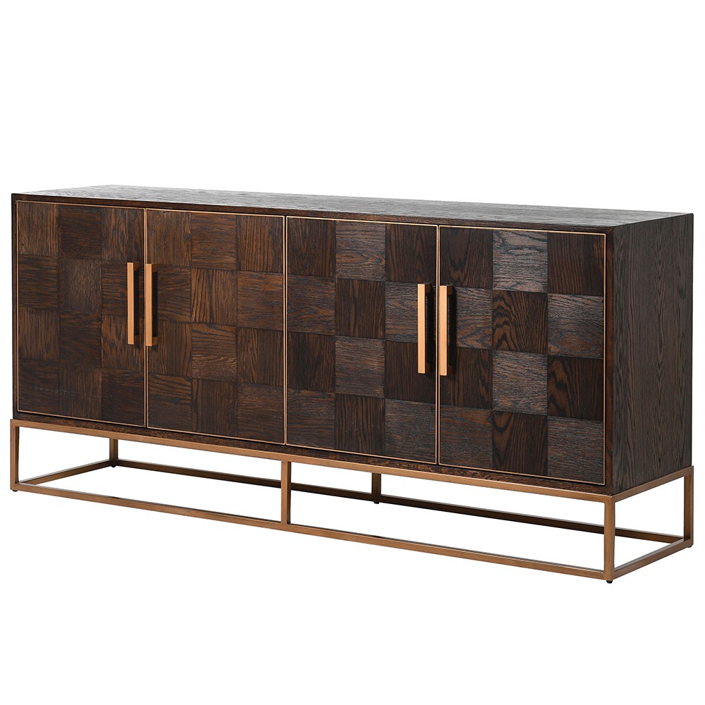 CHECKERED OAK 4 DOOR SIDEBOARD