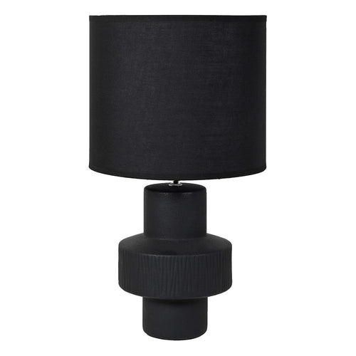 BLACK COCOA TABLE LAMP WITH LINEN SHADE