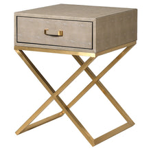 Load image into Gallery viewer, MAXIN SAGE FAUX SHAGREEN 1 DRAWER BEDSIDE