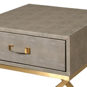 MAXIN SAGE FAUX SHAGREEN 1 DRAWER BEDSIDE