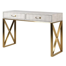 Load image into Gallery viewer, MAXIN IVORY FAUX SHAGREEN CONSOLE TABLE