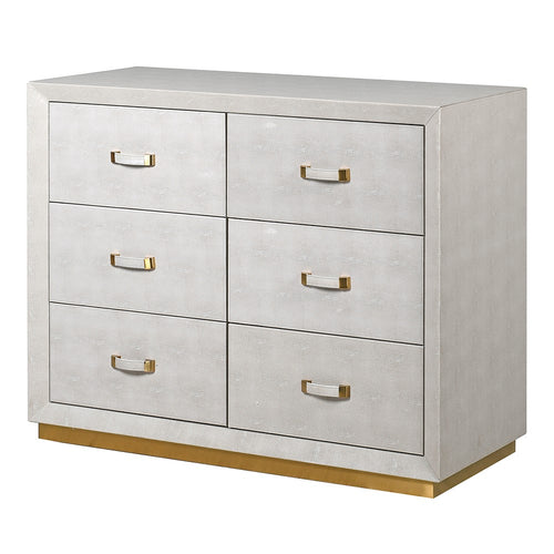 MAXIN IVORY FAUX SHAGREEN 6 DRAWER CHEST