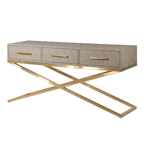 MAXIN SAGE FAUX SHAGREEN 3 DRAWER CONSOLE TABLE