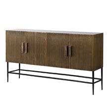 Load image into Gallery viewer, ANTIQUE RIBBED BRASS 4 DOOR SIDEBOARD